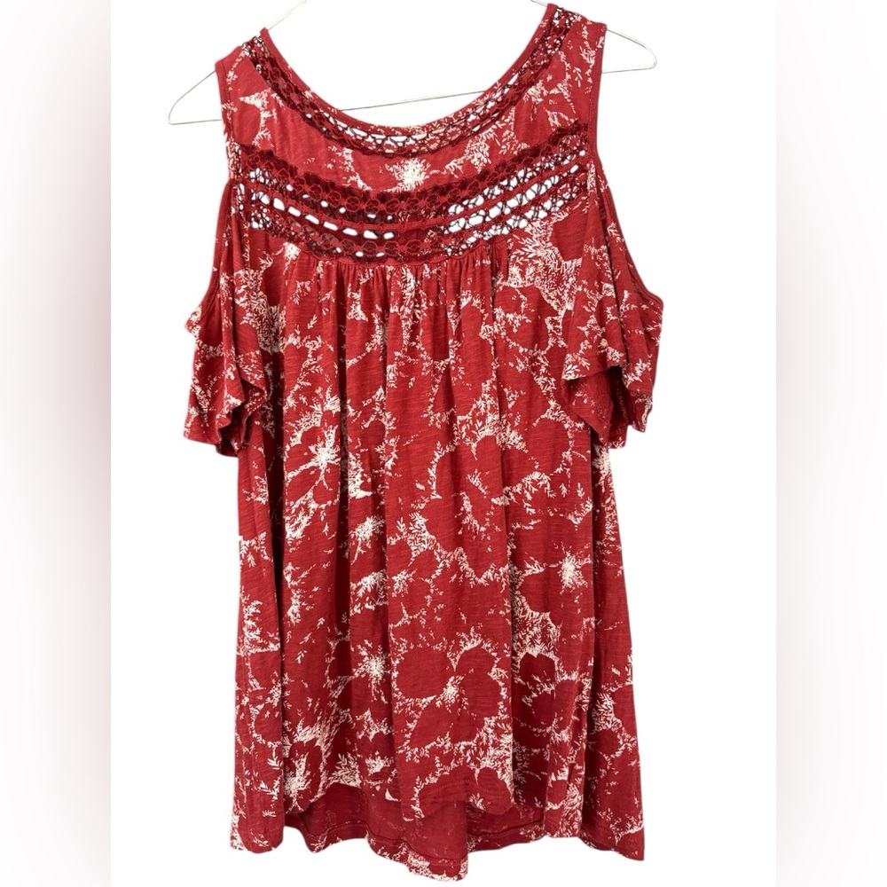 Lucky Brand Boho Cold Shoulder Womens Shirt- Soze Large. Like New